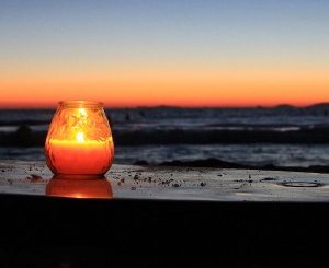 candle on the beach