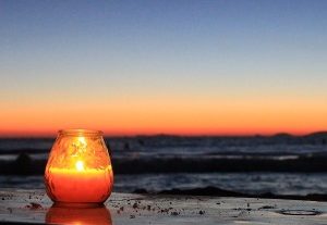 candle on the beach