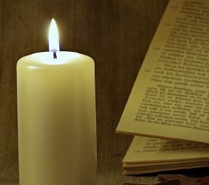 candle and book