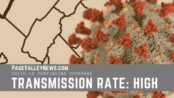 Page County Map COVID High Transmission Rate